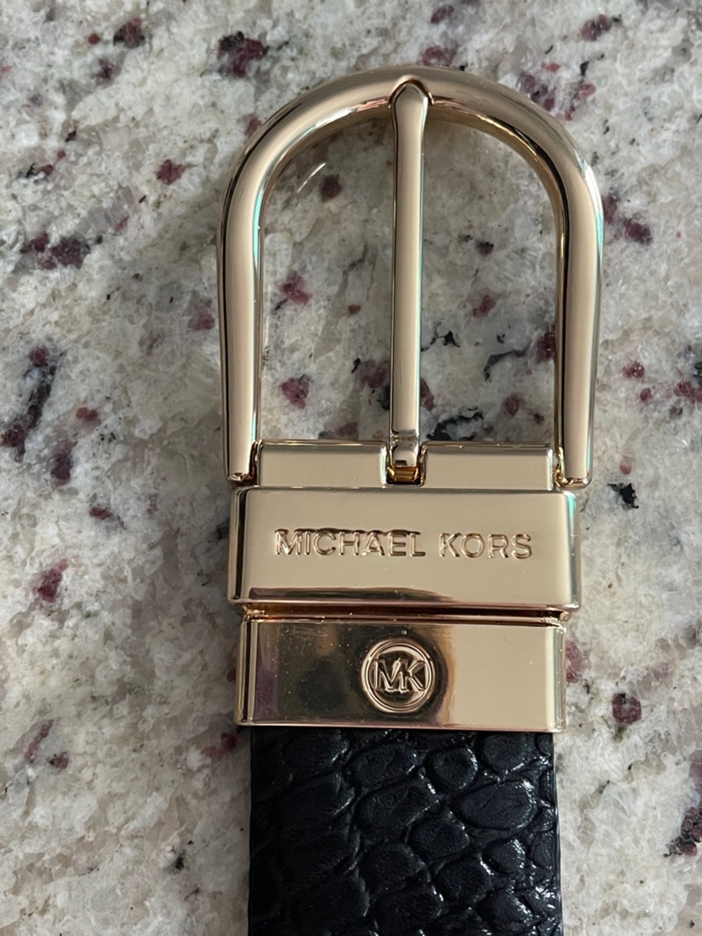 Michael Kors Black Genuine Leather Belt Gold Buckle Size S - Picture 1 of 5